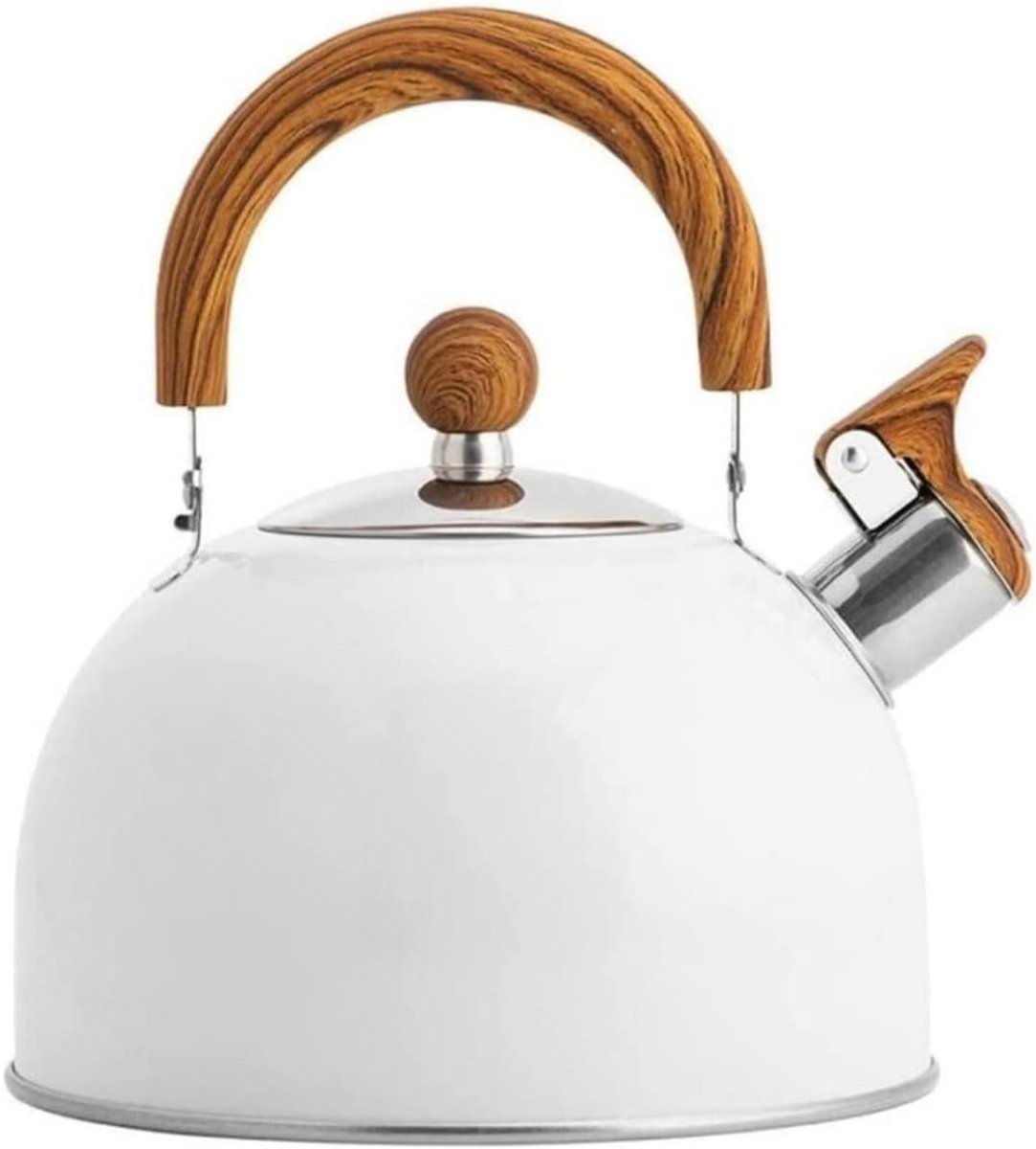 Fluitketel Waterkoker - Theepot Ketel - Water Koken - Hittebestendig Handvat - 2.5 Liter - Wit
