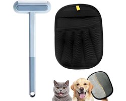 Yomi Pet Hair Remover Glove + 4-in-1 Brush for Cats and Dogs, 1 Piece Electrostatic Cat Hair Glove Glove Pet Hair Removal Glove Double Sided