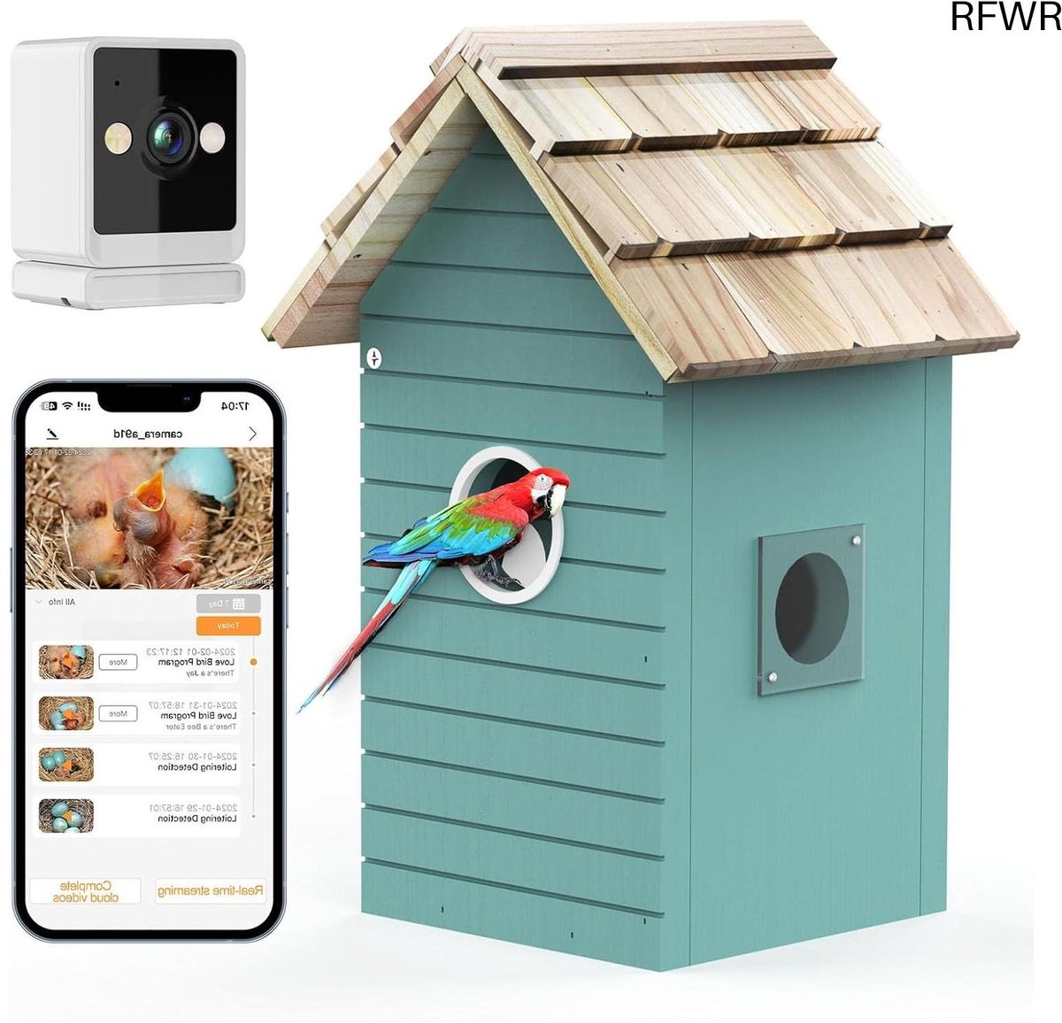 RAINBEAN Vogelhuiscamera, camera voor vogelhuisje voor buiten met 3 miljoen pixels, real-time observatie van nestbouw en vogelbroed