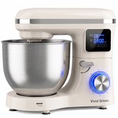 Vivid Green 2000W Keukenrobot - 6.2L - Display & Instelbare Timer - Mixer met Mengkom - Keukenmachine - Keukenmixer - Creme