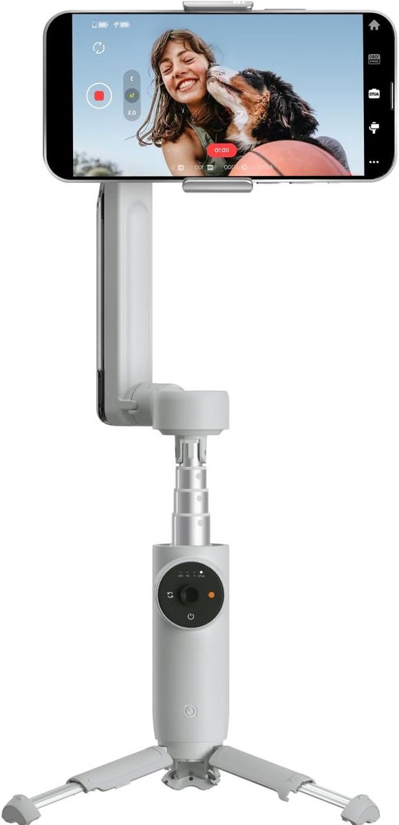 Smartphone Stabilisator - Telefoon Gimbal - Video Opnames Maken - AI Automatische Tracking - 10.16 x 11.43 cm - Grijs