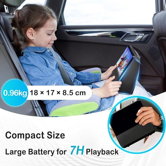 Draagbare DVD-speler - Auto mediaspeler - Reizen en entertainment - Bluetooth connectiviteit - 7 inch scherm - Zwart — afbeelding 2