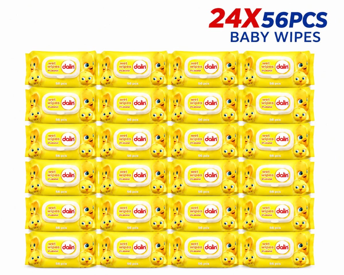Dalin Baby Wet Wipes 24 x 56 Stuks – Alcoholvrij – Zachte Babydoekjes – Voordeelverpakking 1344 Doekjes