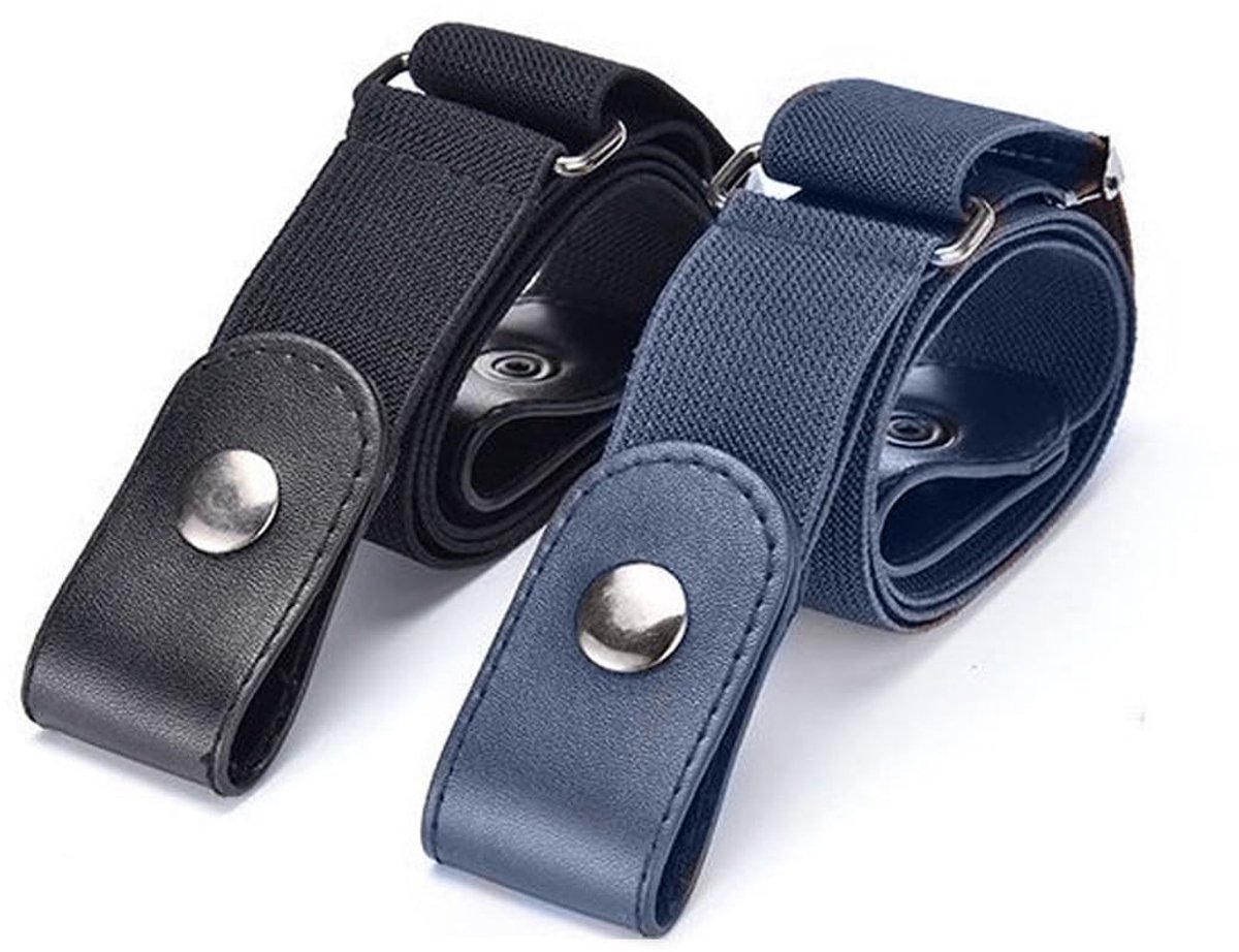 Dailygoods- Elastische Riem - 2 Stuks - Verstelbare Riem - Onzichtbare Riem - Comfortabel Elastisch Materiaal - Tot 105 cm Verlengbaar