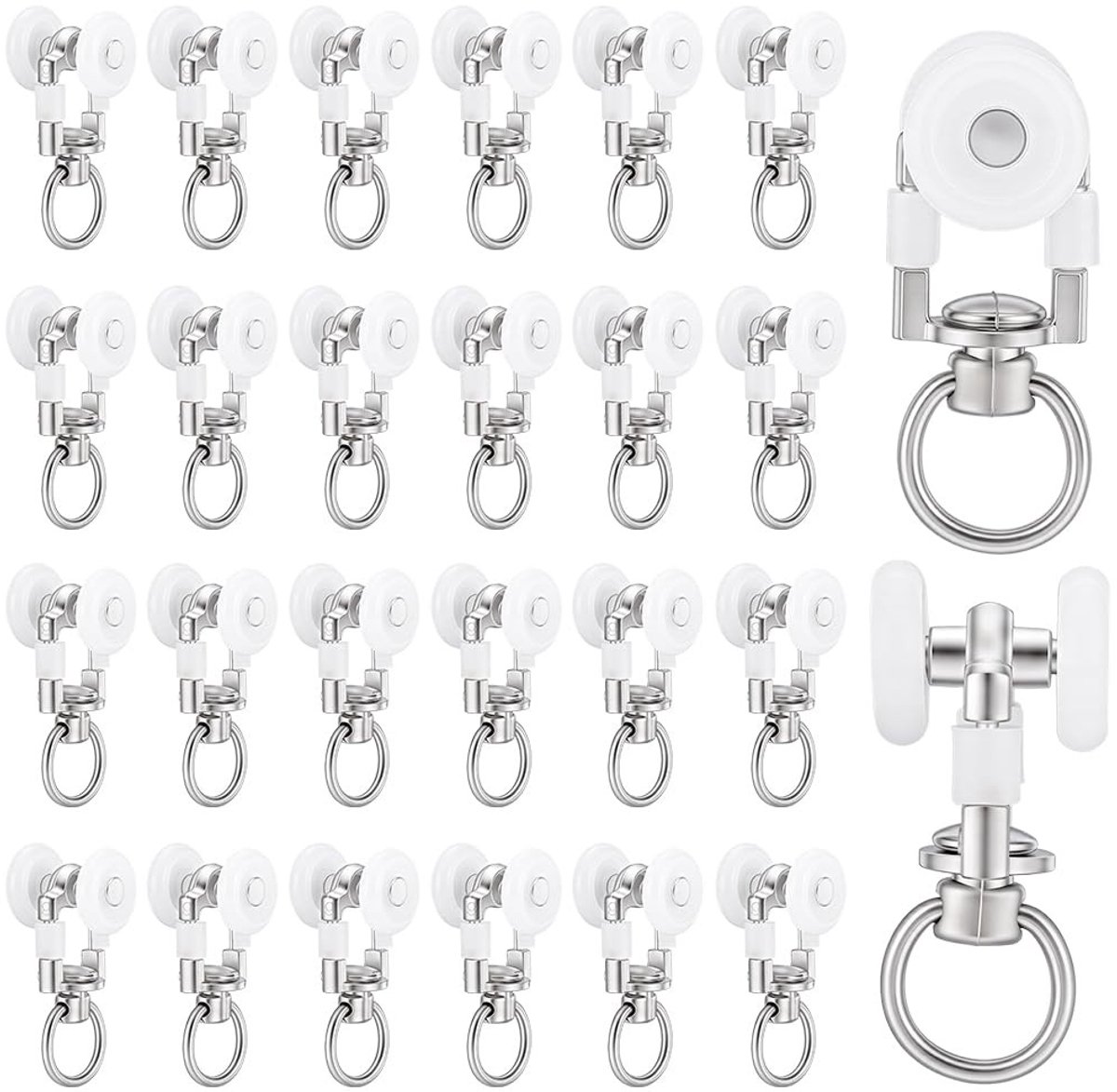 Dailygoods- Gordijnrollers Lichtgewicht - Plafondgordijnrollen - Gordijn glijders - Schuifhaken - 30 Stuks - Eenvoudig te installeren - Gordijnhaken