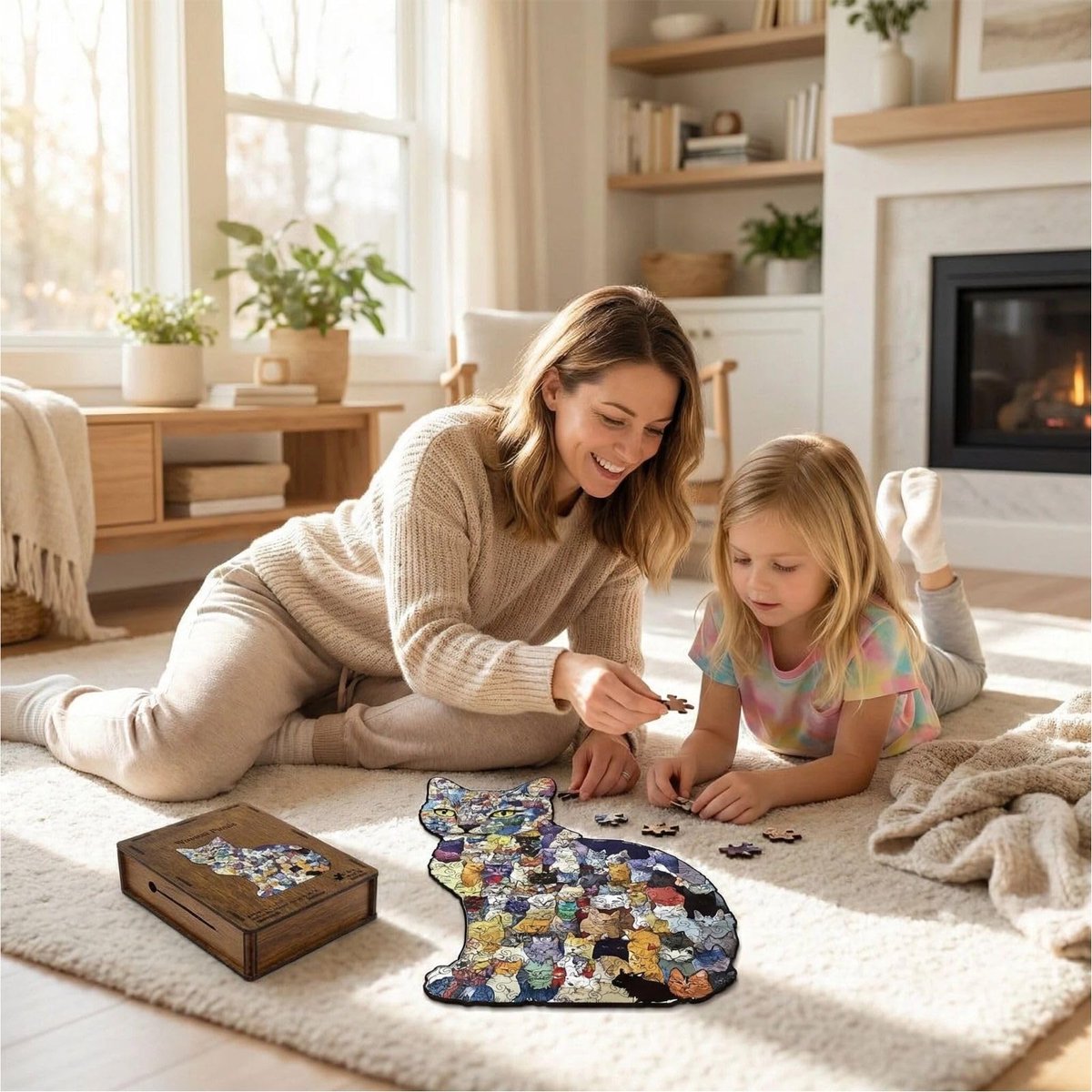 Ryoudavell - Houten Puzzel voor Volwassenen - Kattenpuzzel - Houten Puzzel - puzzel - 183 Stukjes - spaarpot volwassenen - FSC-gecertificeerd hout (Formaldehyde-vrij) -stijl - Cadeau & Decoratie - 21 x 32 cm - Niet compatibel met LEGO — cadeau in Spellen & Speelgoed - foto 5