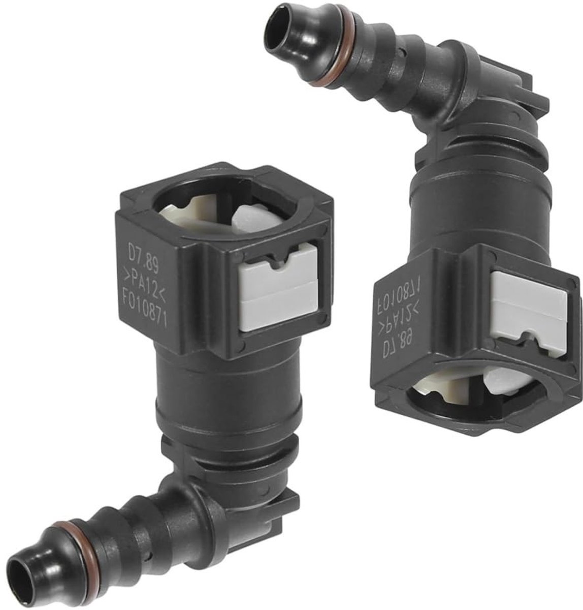 Dailygoods- Brandstofleiding Snelsluiting - Slangkoppeling - 90 Graden Koppeling - Nylon Connector - ID6 - 2 Stuks - Eenvoudige Installatie