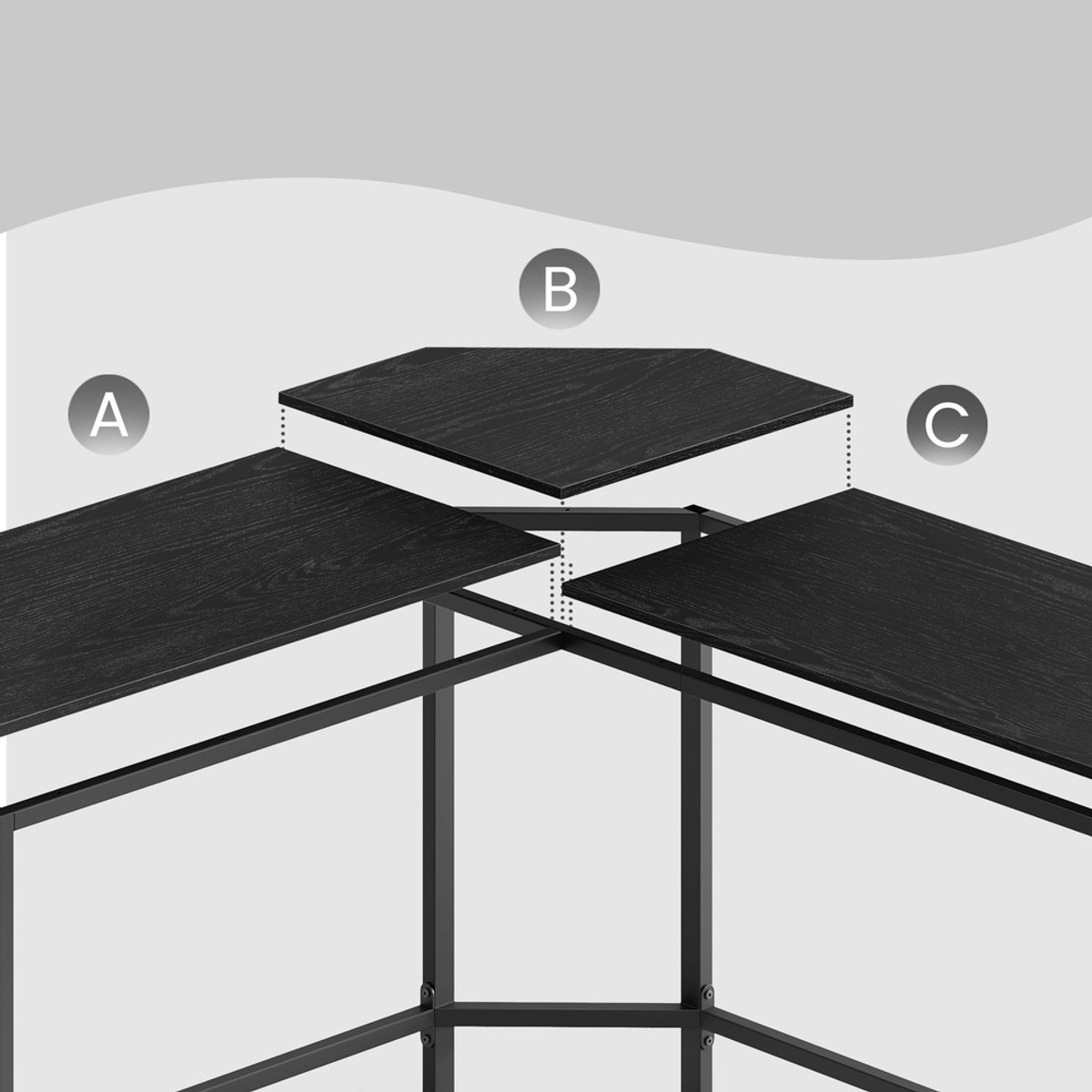 VASAGLE - Bureau - L-vormig Bureau thumbnail 5