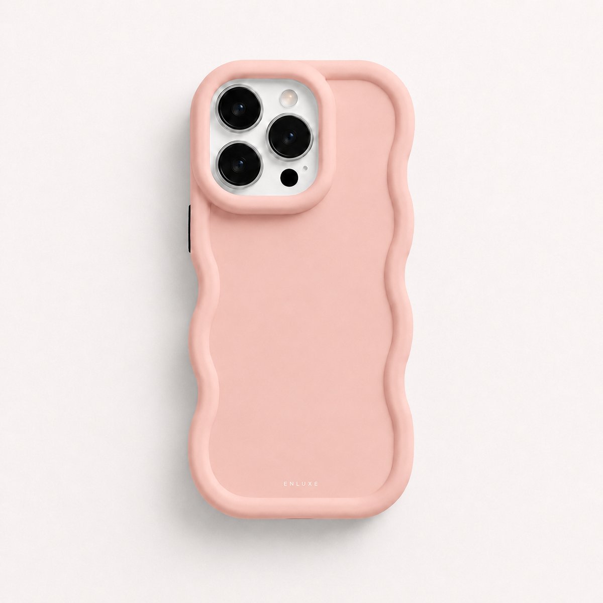 Enluxe Pastel Roze Wave Case Geschikt voor iPhone 16 Pro Max – Minimalistisch en Trendy Telefoonhoesje - Matte Afwerking - Schokbestendig & Krasvrij Premium Beschermhoesje met Camerabumper
