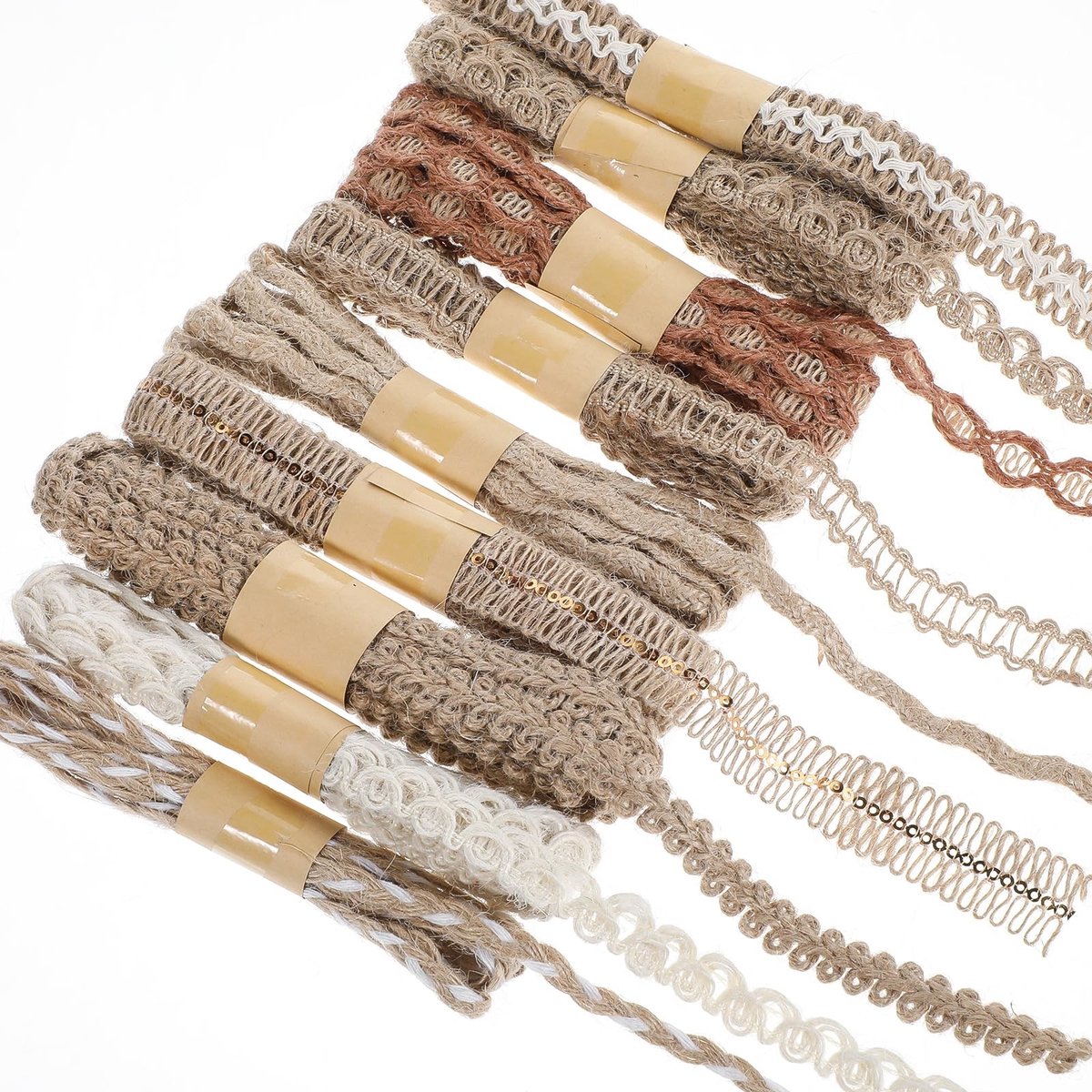 Dailygoods- Jute Lint 9 Stuks - Milieuvriendelijk Knutsellint - Geschenkverpakking - Bruiloftdecoratie - Kerstdecoratie - Rustieke Stijl - Decoratietouw
