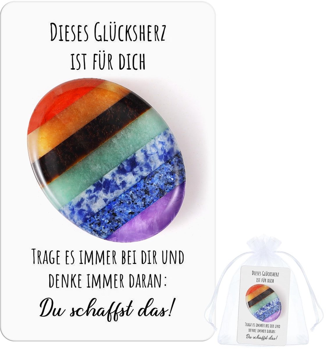 Dailygoods- Regenboogsteen - Gelukssteen - Kalmerende Handsteen - Anti-stress Steen - Pocket Hug - Compact Formaat