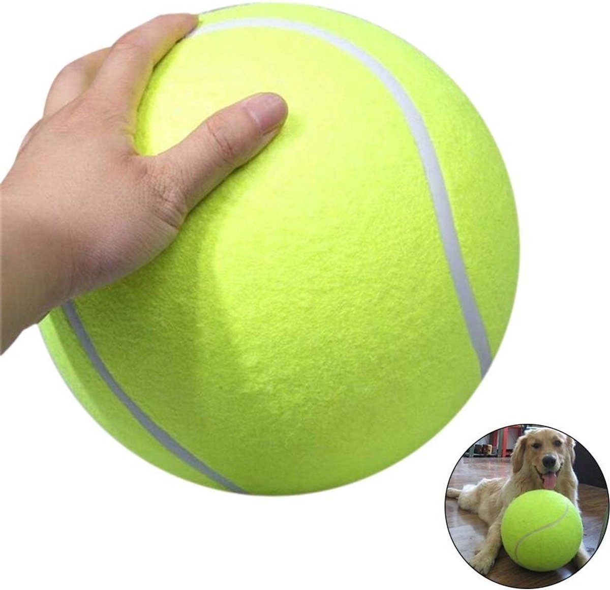 Dailygoods- Tennisbal 9,5 inch - Hondenspeelgoed - Interactief Speelgoed - Buitenactiviteit - Plezier bij Sport - Zelf opblazen
