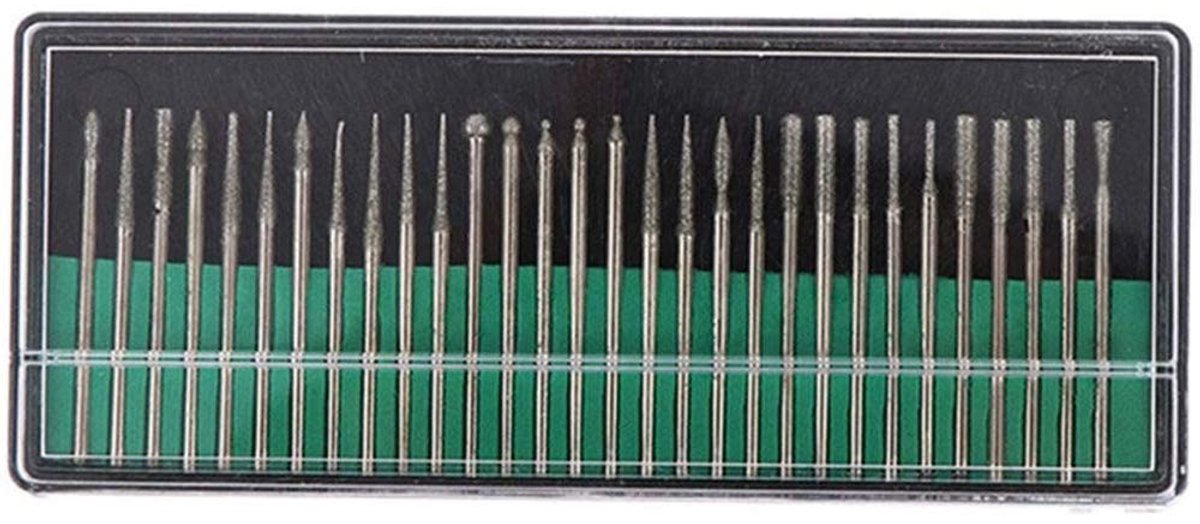 Dailygoods- Diamantboorset 30-delige set - Titanium-gecoat - Graveeraccessoires - Roterend gereedschap - Edelstenen - Voor ambachtsman - Graveerbout