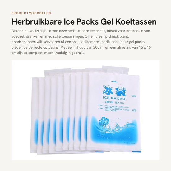 Dailygoody - Herbruikbare Ice Packs - Gel Koeltassen - Ideaal voor Voedsel en Medisch Gebruik - 200ml - Set van 10 - Voor Vriezer en Koeling — afbeelding 3