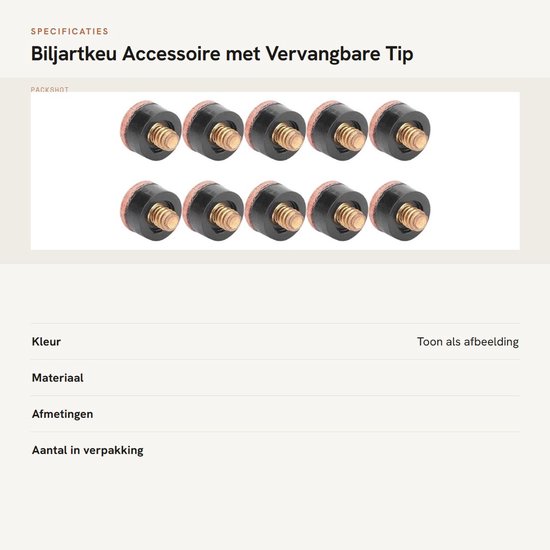 Dailygoods- Biljartkeu Tip Slijtvast - Pooltip - Accessoire - Vervanging - 10 Stuks - Eenvoudig te Gebruiken - Biljarttip — afbeelding 3