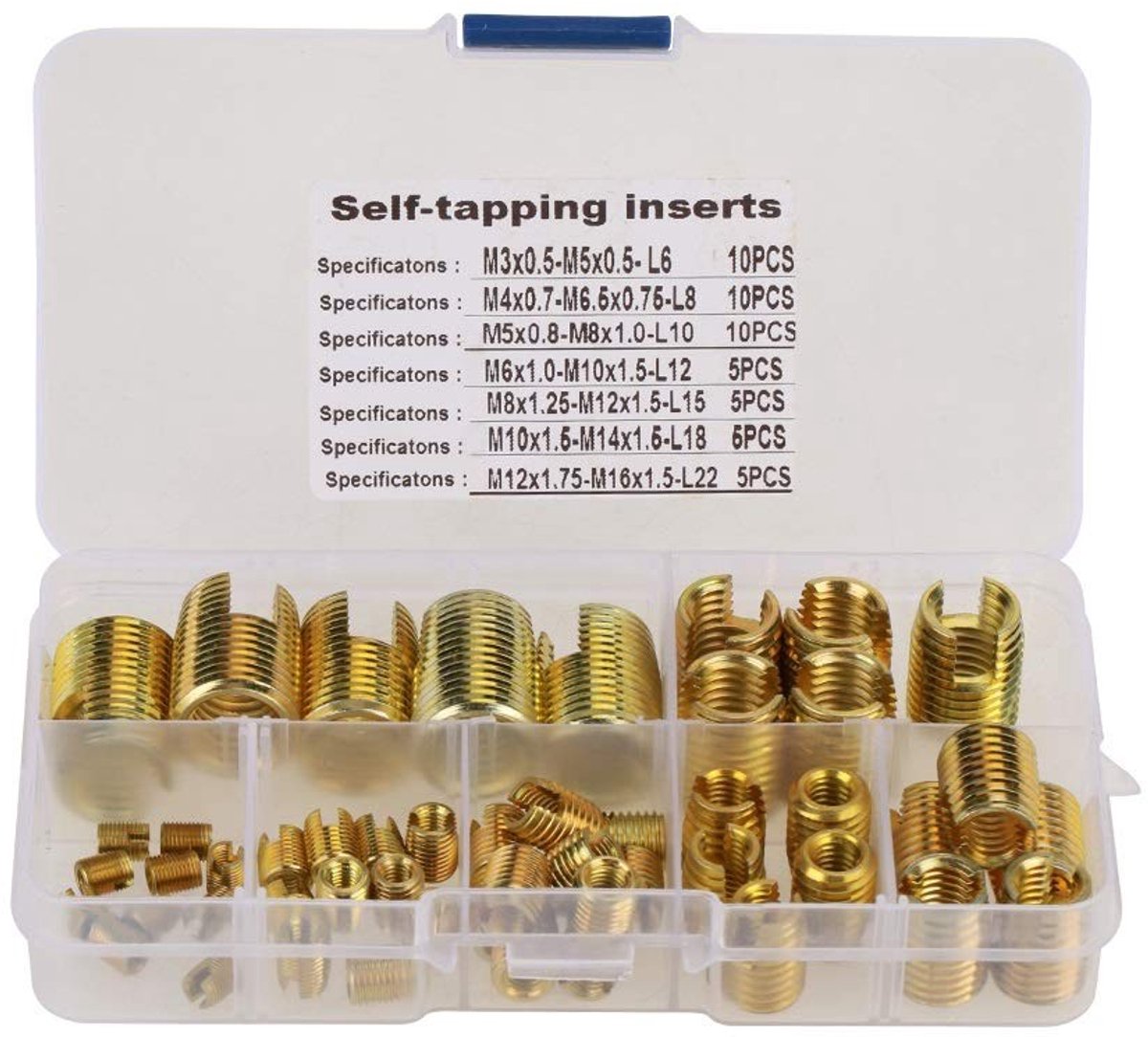 Dailygoods- Schroefdraadinzetstukken 50 Stuks - Zelftappende Invoegingen - Messing/Ronde Reparatie - Schroefdraadbevestigingsmiddelen - Sterke Trekweerstand - Weerstand tegen Trillingen - Draadinzetstuk