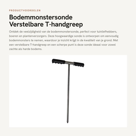 Vt products - Bodemmonstersonde - Verstelbare T-handgreep - Roestvrijstaal - Scherpe Punt - Bodemmonstername - Geschikt voor Tuin en Boerderij - 32-48 van Merkloos	 — afbeelding 5