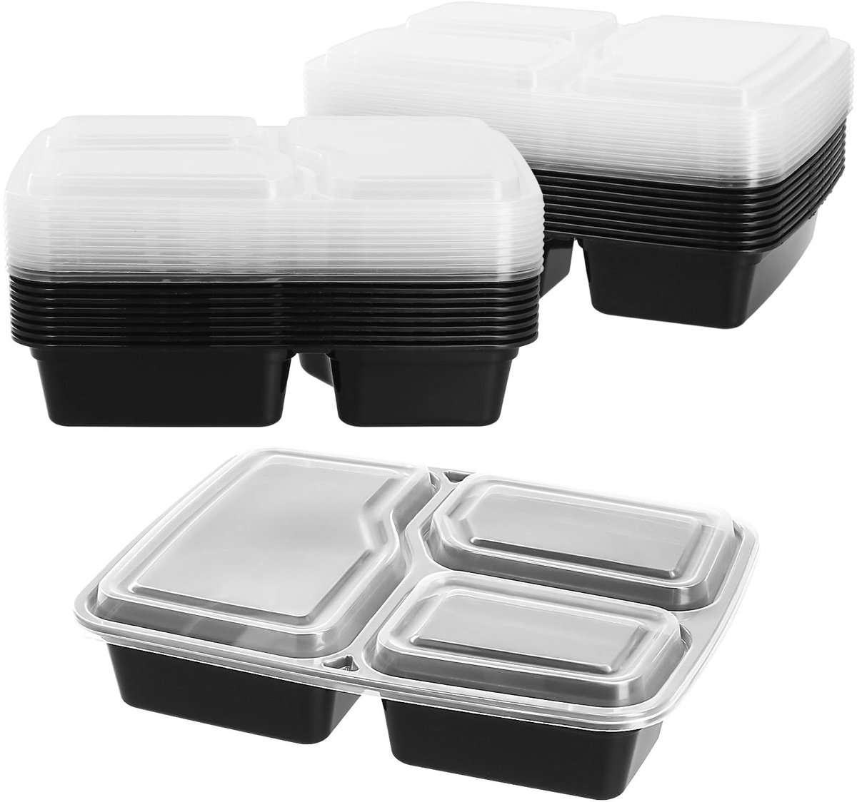 Dailygoods- Maaltijdbereidingscontainers 40 stuks - Plastic Voedselcontainers - Luchtdichte Deksels - Stapelbaar - Geschikt voor Magnetron/Vriezer - Hoogwaardig PP-materiaal