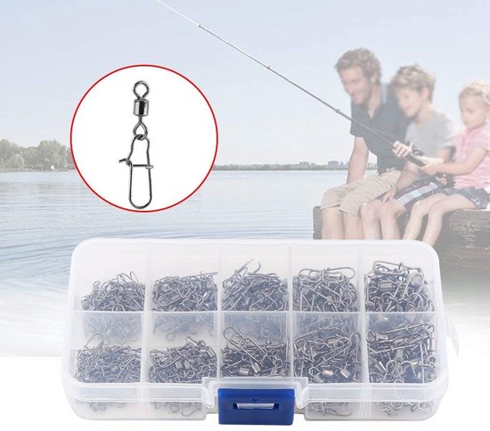 Dailygoods- Vis Swivel 210 Stuks - Snaps/Verbindingen - Duurzaam - Corrosiebestendig - Hoogwaardige Materialen - Herbruikbare Opbergdoos - Visaccessoires — afbeelding 2
