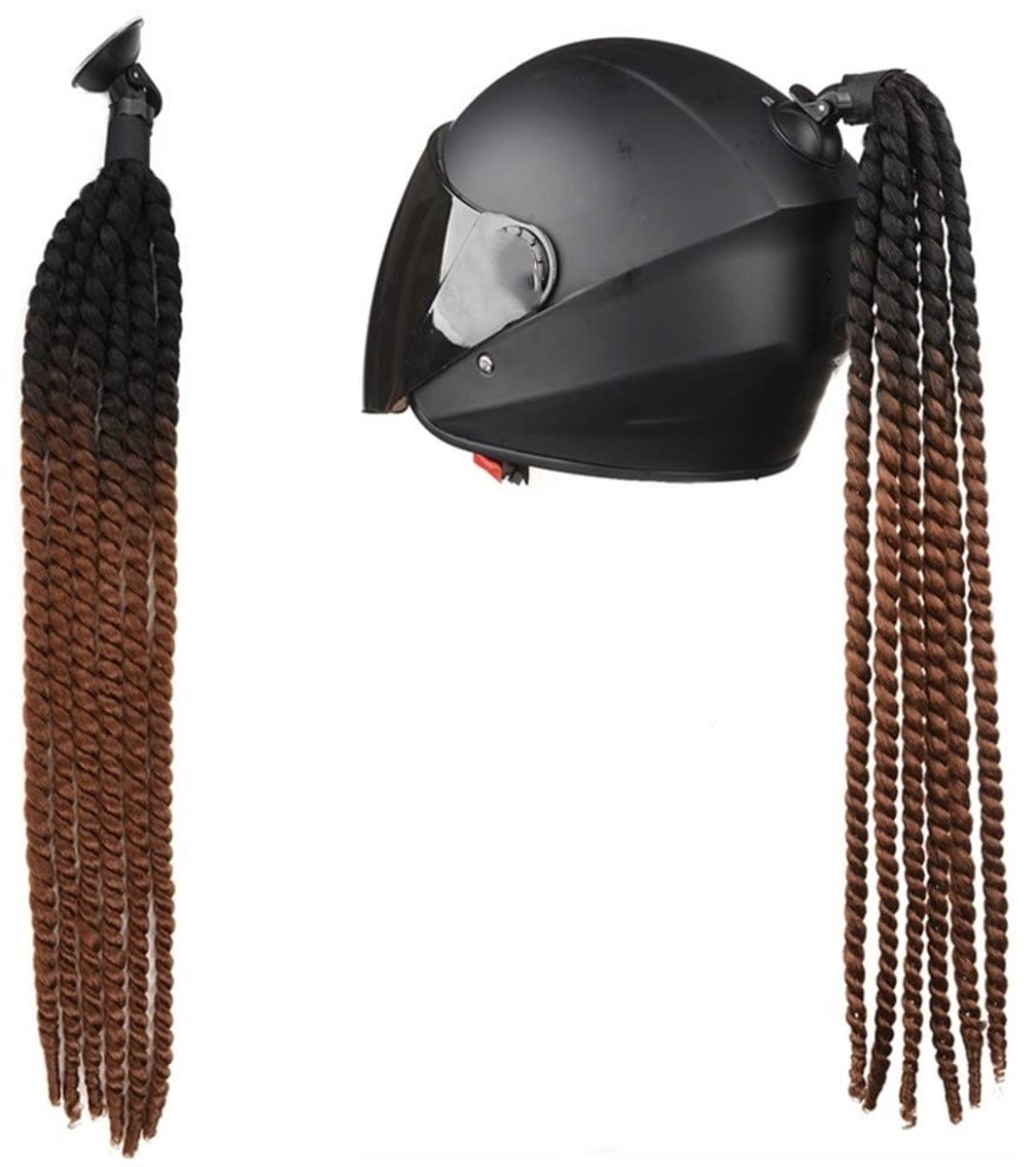 Dailygoods- Motorhelm Hoogwaardig Materiaal - Vlecht/Paardenstaart - Haaraccessoires - Fietshelm/Scooterhelm - Afneembare Zuignap - Verstelbare Hoek - Haarstukje