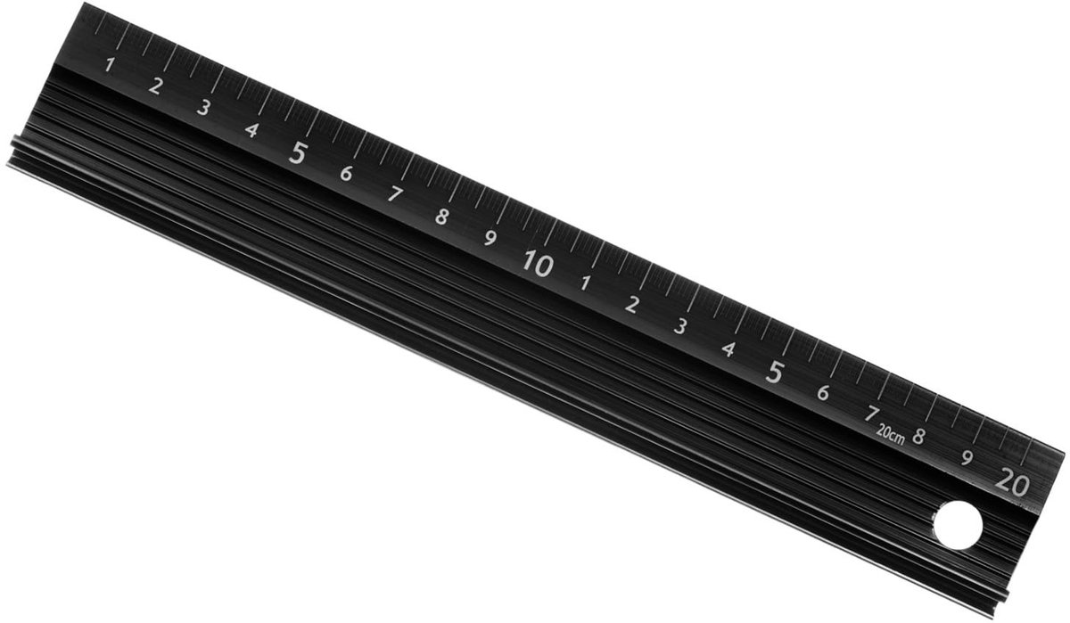 SnelShoppen - Aluminium Precisie Liniaal 20 cm - Verhoogde Grip, Roestvrij, Snijden, Teken, Kantoor, Architectuur, 1mm Nauwkeurigheid, Zwart