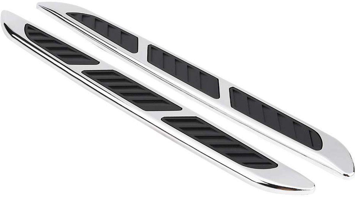 Dailygoods- Decoratieve Trim - 2 Stuks Universele Auto Exterieur Sierlijst - Zwart/Zilver - ABS Materiaal - 36,5 x 3,7 cm - Schokbestendig