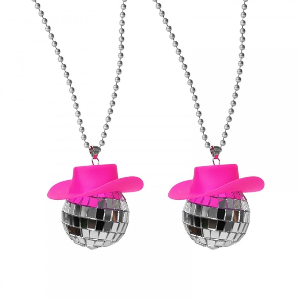 Dailygoods- Discobalhanger 2 Stuks - Spiegelende Cowboyhoed - Hangende Bal - Autoaccessoire - Verjaardagsfeestaccessoire - Uniek Ontwerp - Auto Ornament