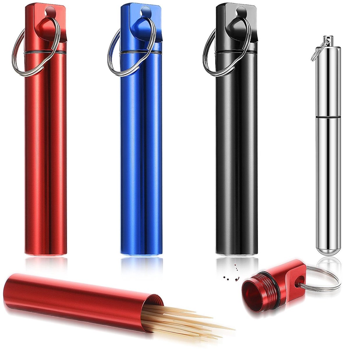 Dailygoods- Tandenstokerhouder Draagbaar - Tandenstokerbox - Tandenstokerdispenser - Sleutelhanger - Outdoor - Compact en Lichtgewicht