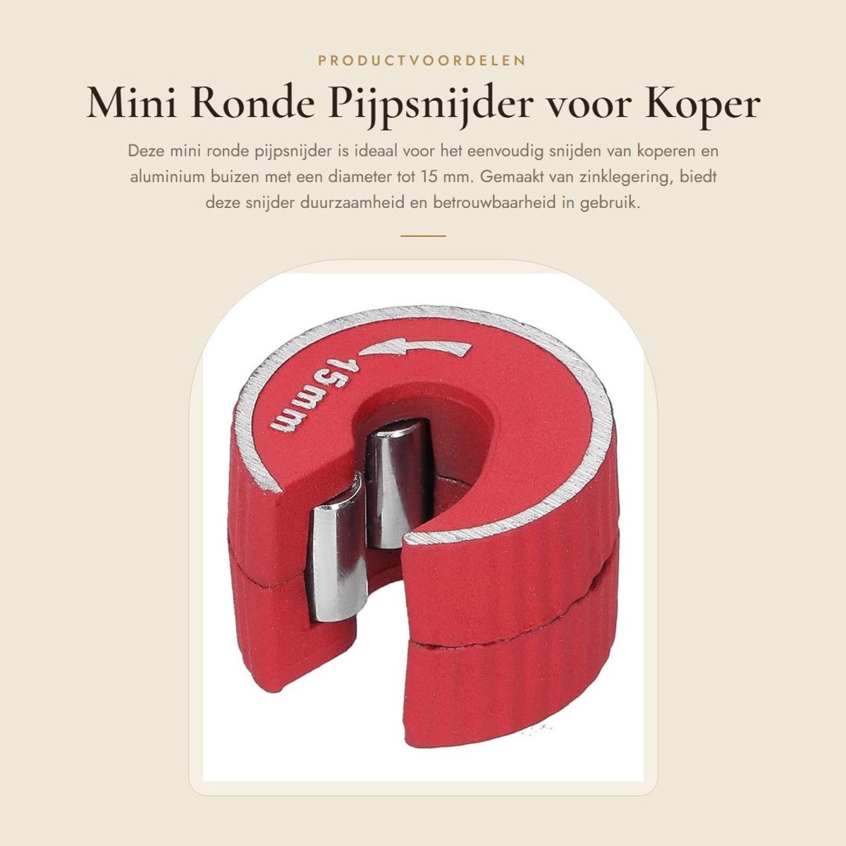 Dailygoods- Pijpsnijder 15 mm - Antislipfunctie - Zinklegering - Koperen/Aluminium Buizensnijder - Snijgereedschap - Comfortabel in gebruik thumbnail 5
