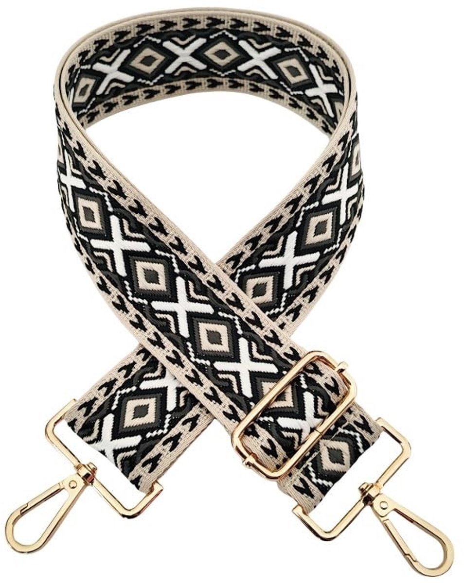 Dailygoods- Tasriem Verstelbaar 72-130 cm - Schouderriem Boho-Stijl - Tassenriem met Karabijnhaak - Breed Tashengsel - Duurzaam Nylon - Robuuste Hardware - Schouderband