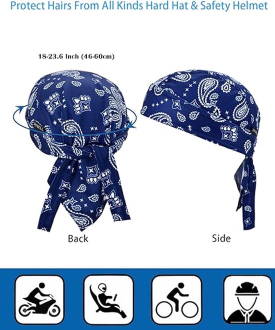 VHV-Koelende Helmmuts Motor - Zweetabsorberende Bandana voor Sport en Werk - Ademende Skull Cap Helmonderlegger - Doo Rag Head Wrap Tegen UV - Heren en Dames van Vhv — afbeelding 5