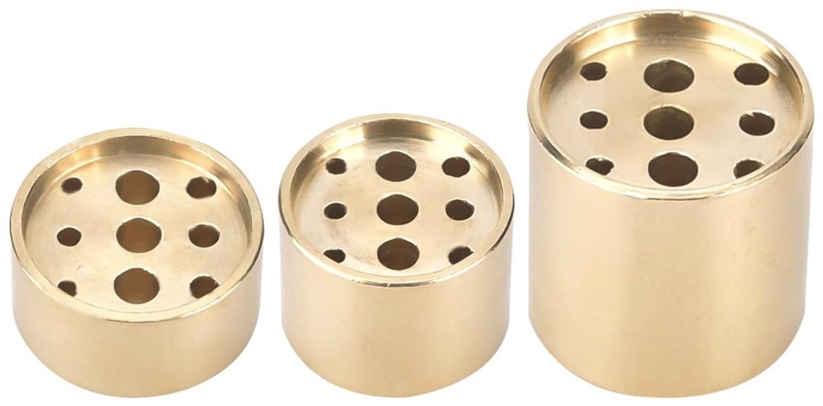 Dailygoods- Wierookbrander 3 stuks - Messing - 9 gaten - Cilindrisch - Thuis/Hotel/Restaurant - Afmetingen: 2/1,5/1 cm hoog - Wierookhouder