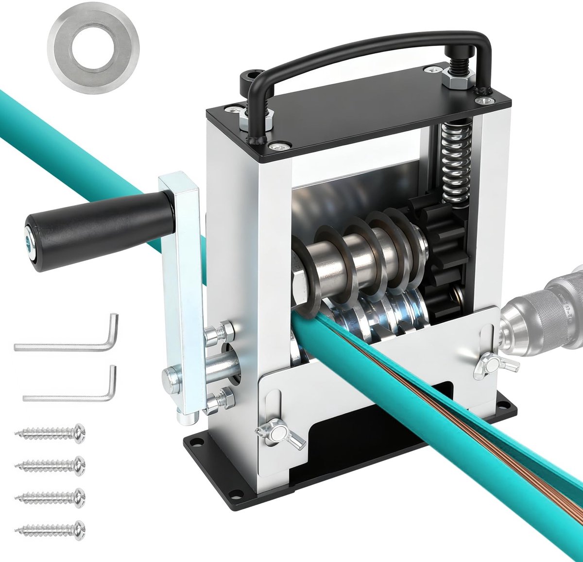 Dailygoods- Kabelstripmachine Verbeterd Design - Elektrisch Stripgereedschap - Duurzaam Aluminium - 6 toevoergaten - Verstelbare Messen - Efficiënte Kabelverwerking - Kabelafstripper