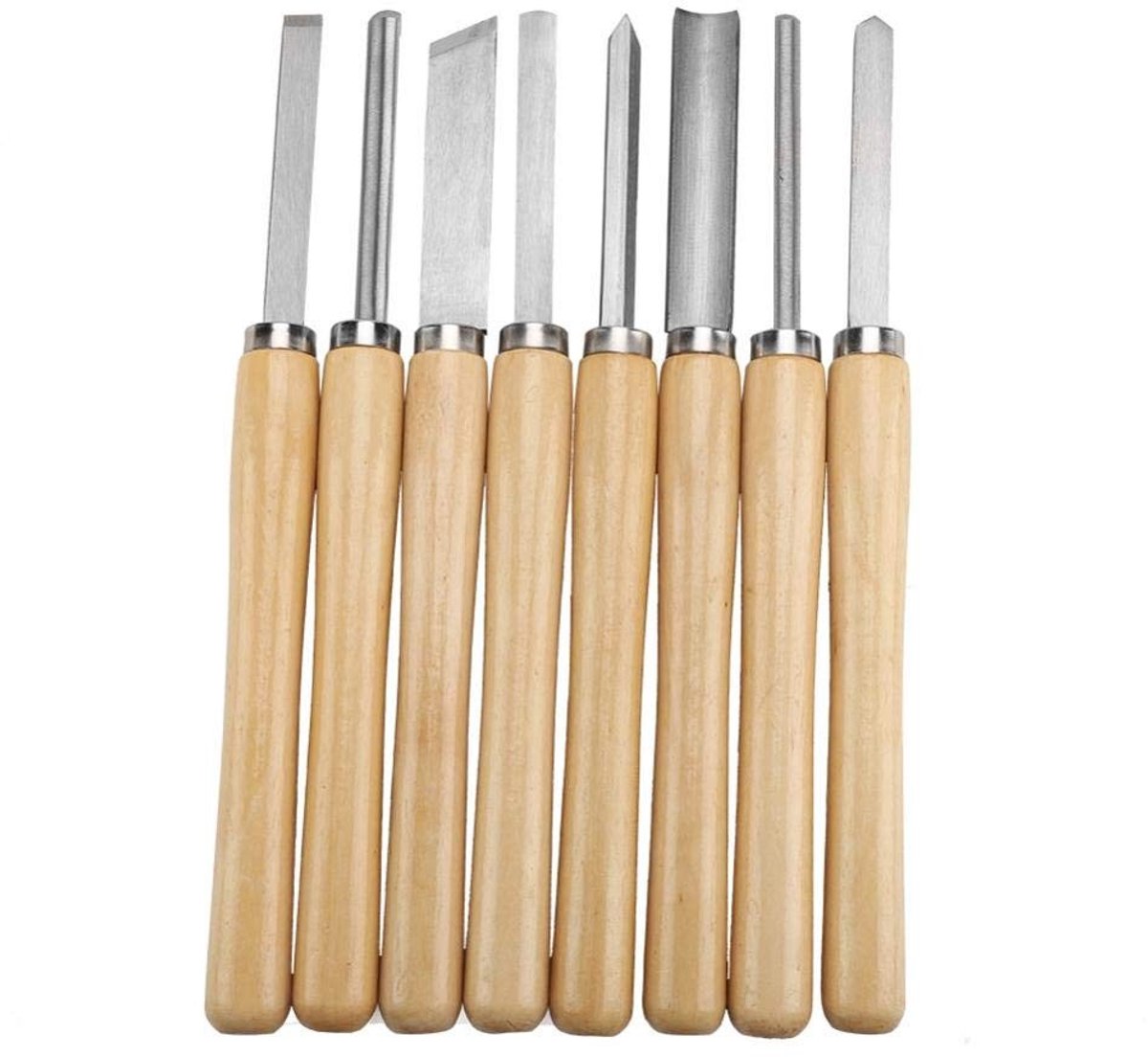 Dailygoods- Beitels 8-delige set - Houtdraaibeitelset - Draaigereedschap - Houtbewerking - Duurzaam - Roestvrijstalen Beitels - Houtdraaibeitels