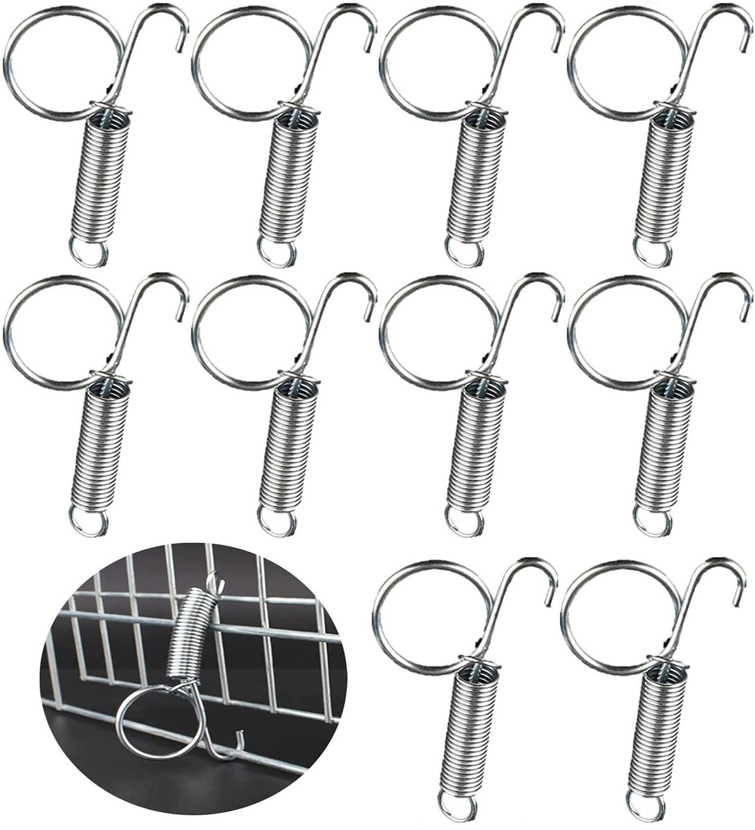 Dailygoods- Hondenkooi - 10 Stuks Veerhaken - Bevestiging voor Huisdieren - Duurzaam Metaal - Deur voor Knaagdieren - Geschikt voor Konijnen - Huisdierkooi
