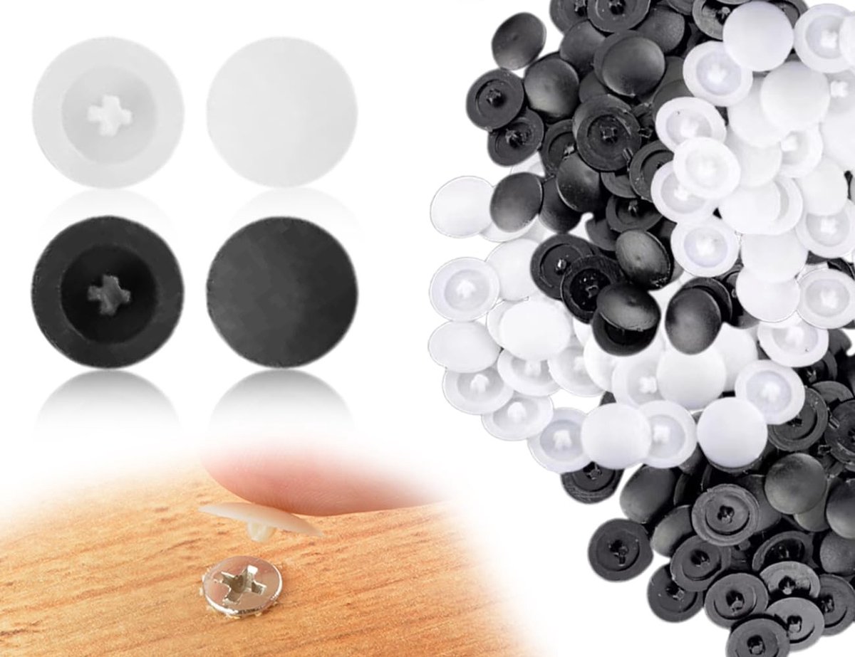 Dailygoods- Schroefafdekking 100 stuks - Kunststof Dopjes - Decoratieve Afdekkapjes - Kruiskopschroeven - Meubelreparaties - Diameter 12 mm - Schroefdop