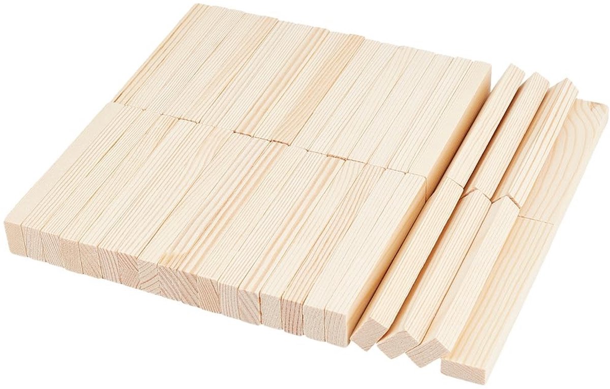 Dailygoods- Houten Plankjes 42 Stuks - 100 x 20 x 9,5 mm - Onbehandeld Hout - Knutselen/Graveren - Doe-Het-Zelfprojecten - Natuurlijke Nerf - Houten Blokken
