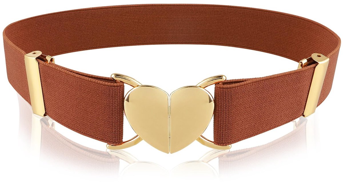 Dailygoods- Tailleband Verstelbaar - Geweven Stretch Riem - Metalen Hart Gesp - Elastische Riem - Geschikt voor Dames/Meisjes - 40-80cm