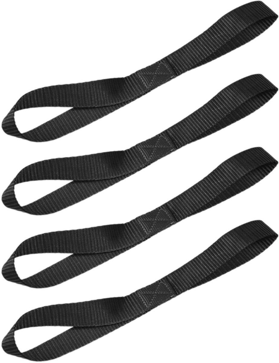 Dailygoods- Spanbanden 29,5 cm - 4 Stuks - Zwart - Slijtvast/Nylon - Lichtgewicht/Compact - Flexibel/Organiseren - Transportbanden