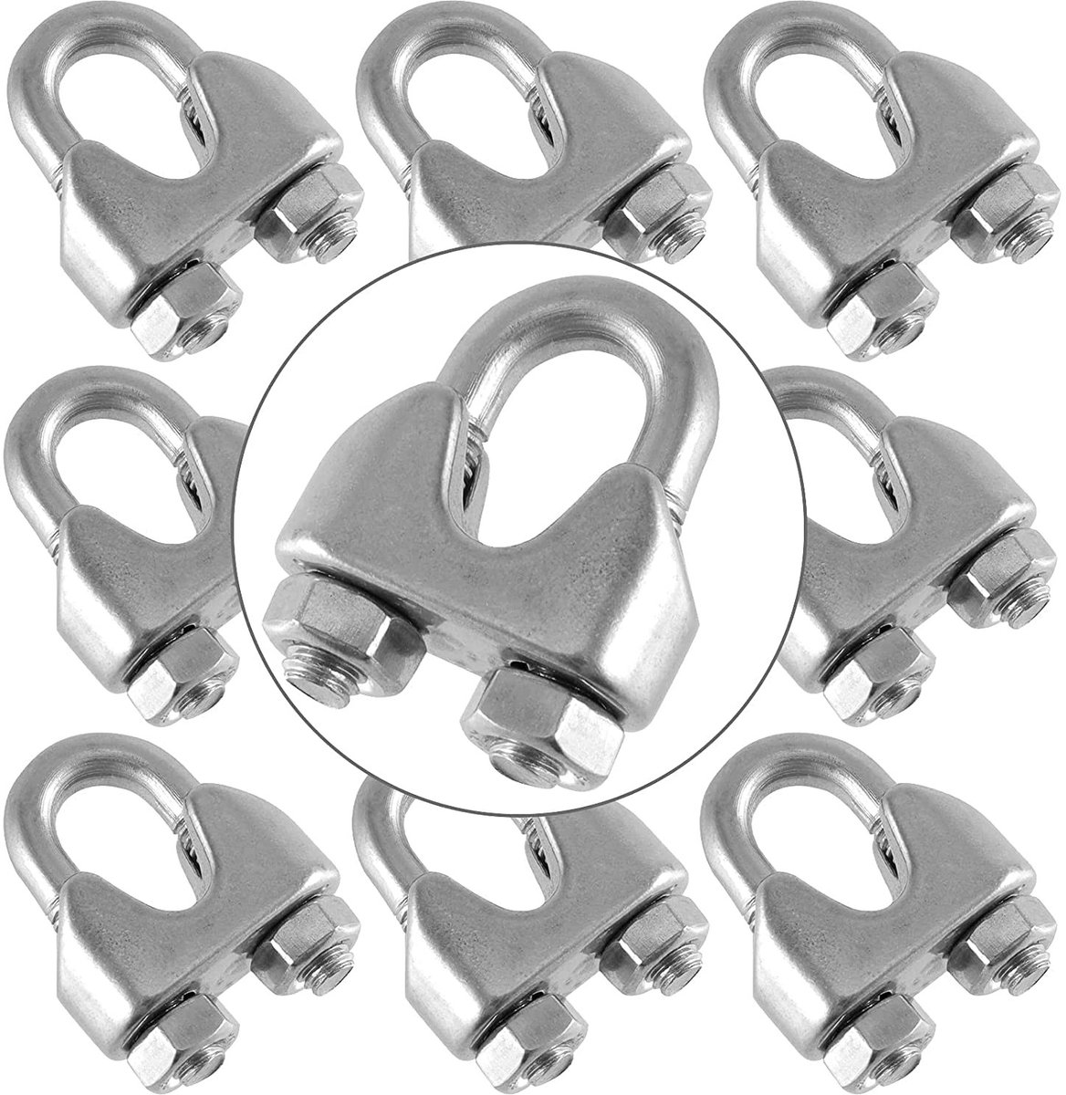 Dailygoods- Kabelklem U-vormig - Roestvrij Staal 304 - Metalen Kabelbinders - 10 Stuks - Voor Tuinhekken - Kabelbinder
