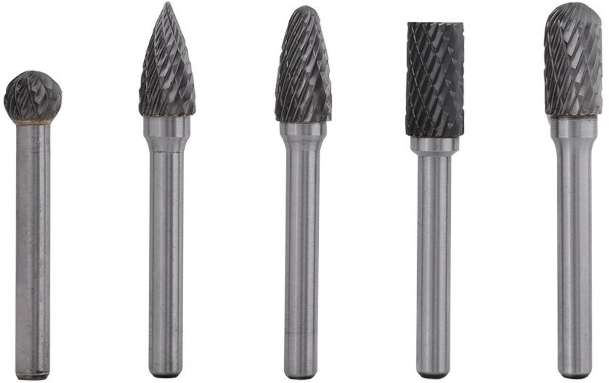 Dailygoods- Rotary Cutters Set van 5 Stuks - Tungsten Carbide - Dubbele Shank 6mm - Gereedschap voor Metaalbewerking - Hoge Precisie - Duurzaam en Efficiënt - Freesnijder