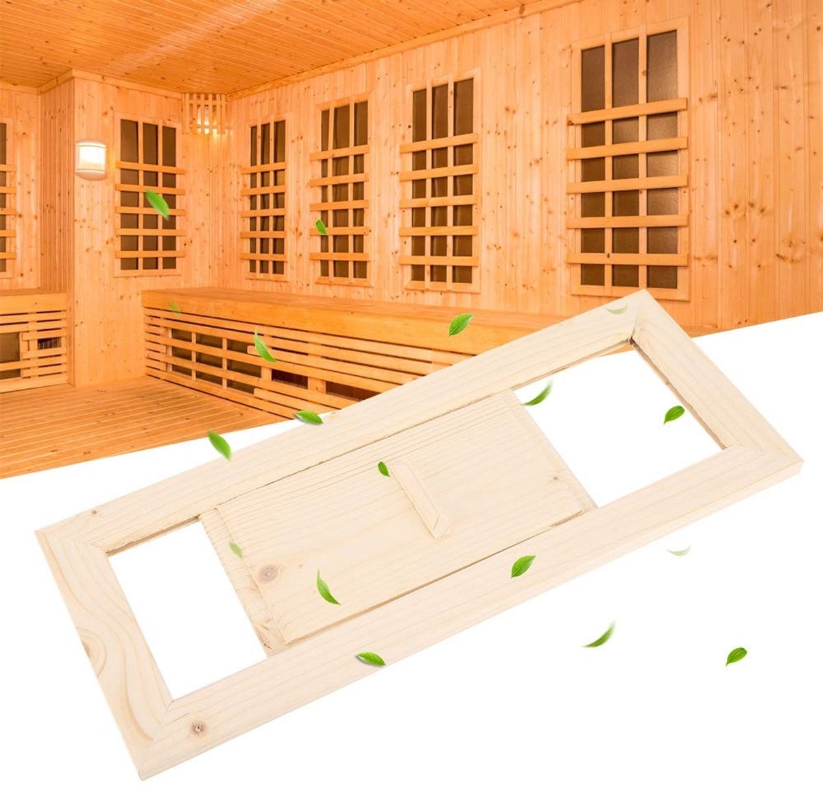 Dailygoods- Ventilatierooster Hout - Verstelbaar - Sauna/Hamam - Duurzaam - Waterdicht - Eenvoudig te installeren - 34 cm lengte - Luchtrooster