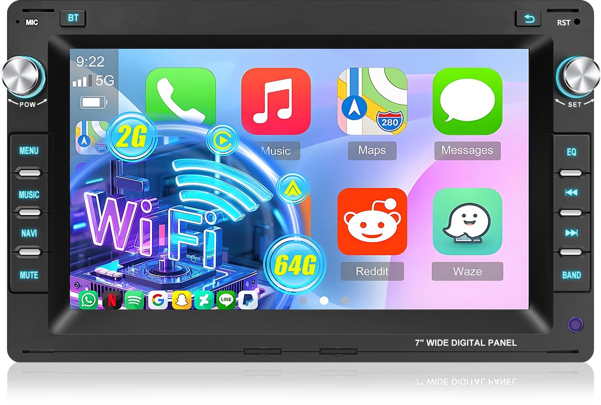 Hexinex Autoradio - Geschikt Voor VW volkswagen Polo 9N Golf 4 Passat B5 T5 - 2+64GB - Carplay Android Auto