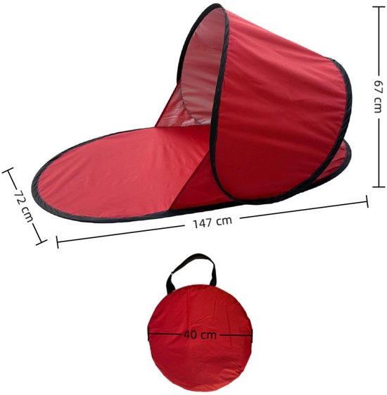 Pantoffelvormige zonneschermtent - Draagbare zonneschermtent - Pop-up tent - Opvouwbare tent - Luifel - Tent - 142*72*60 cm - Zonbescherming - Geschikt voor buitenactiviteiten, picknicks, kamperen, enz. - Groen — afbeelding 2