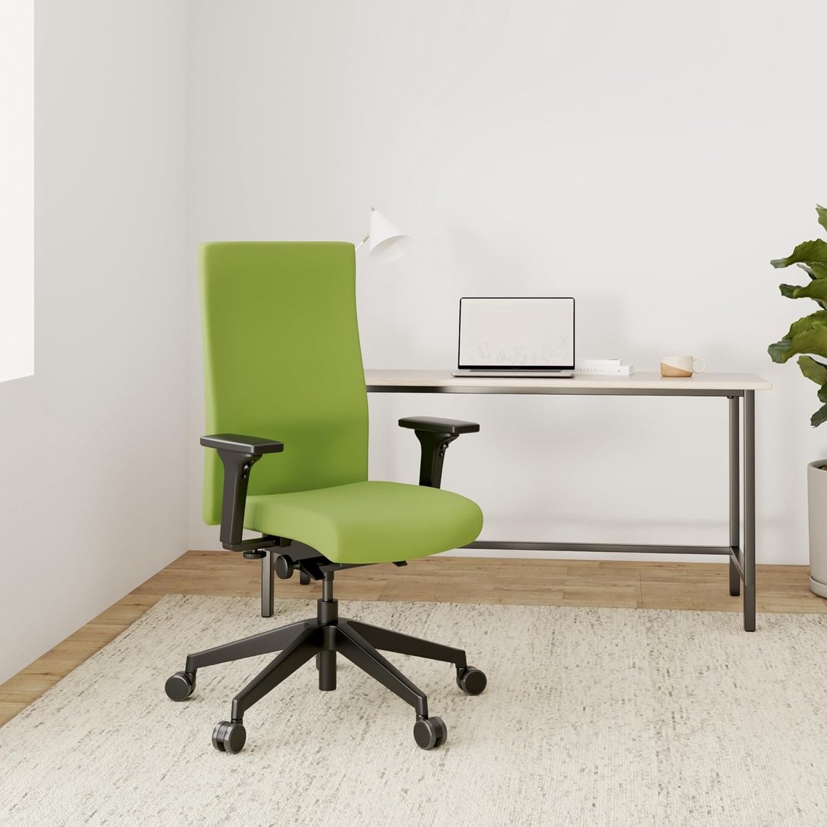 Bureaustoel Ergonomisch – House&Garden Elite Comfort Pro Groen – Kantoorstoel met 4D Armleuningen, Verstelbare Rugleuning, Lendensteun, Aluminium Onderstel, Draaibaar, Thuiswerkstoel, Professionele Ergonomische Bureaustoel