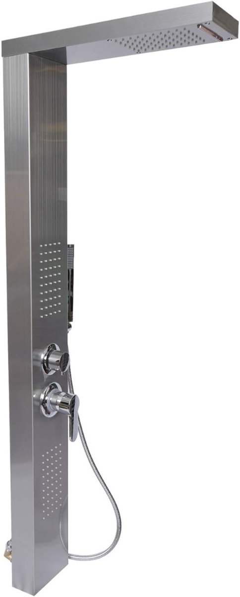 QUOVO® Douchepaneel met Thermostaatkraan - Douchepaneel - Regendouche met Thermostaatkraan - Zilver - 15cm x 46cm x 130cm