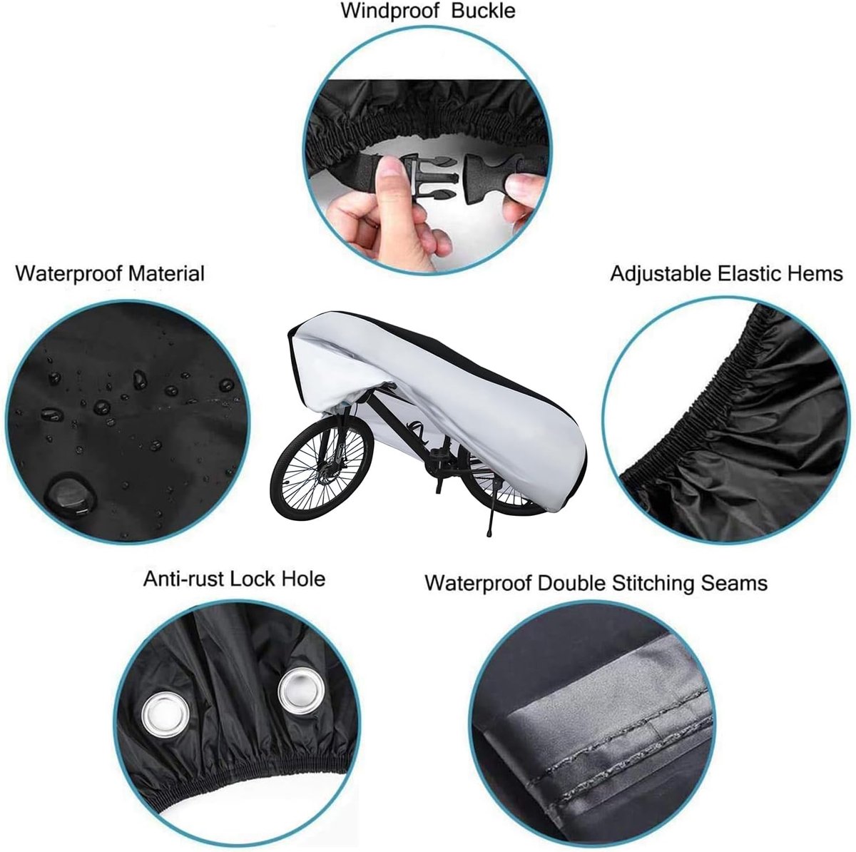 Fietshoes voor Trek Procaliber, Waterdichte Buitenfietshoes met Slotgaten en Opbergtas, Fiets beschermhoes, Geschikt voor Mountainbikes en Racefietsen,L 190 * 65 * 98CM – foto 3