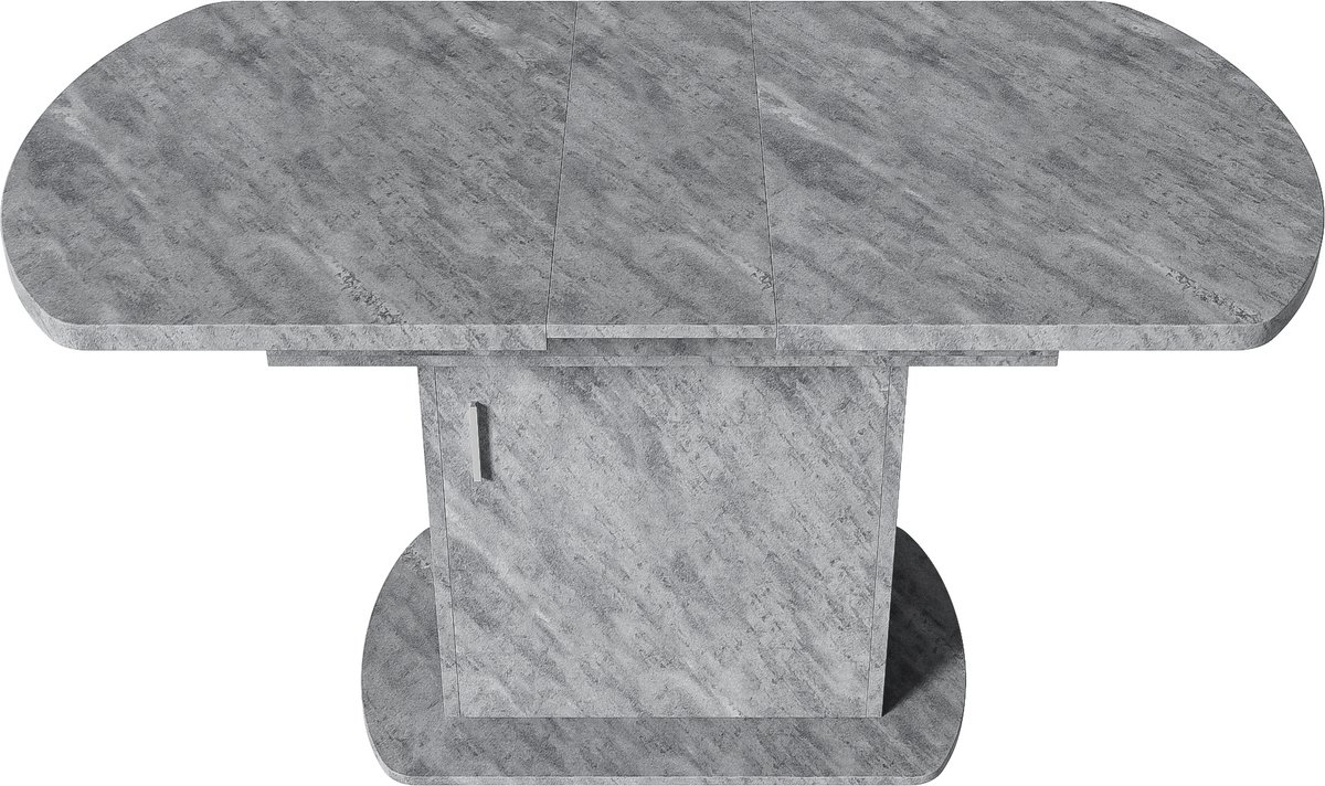 Grijs Betonlook Spaanplaat Uitschuifbare Eettafel Met Opslag 110-130x70cm Voor Eetkamer Wo