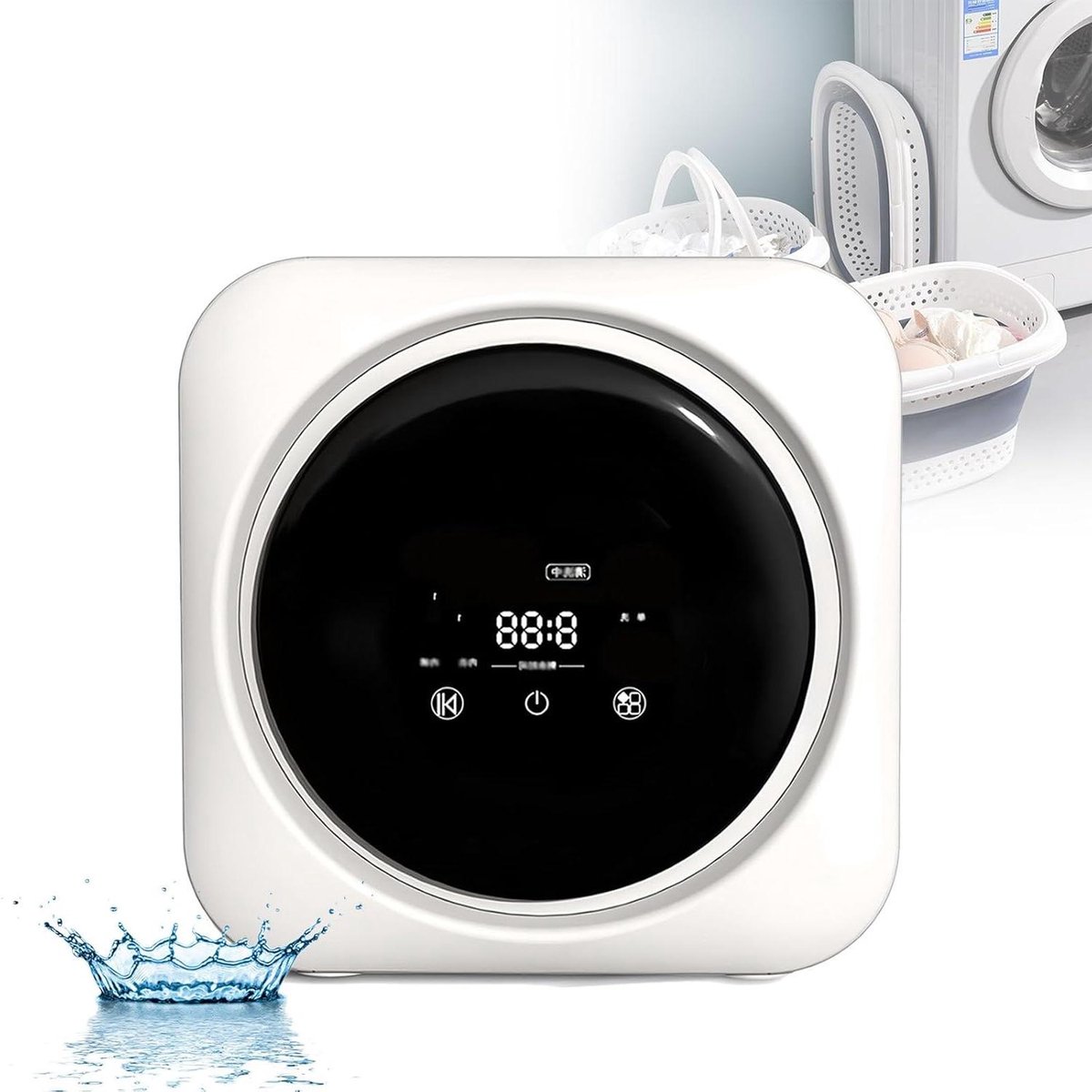 Compacte Wasdroger Mini Wasmachine Snel Schone Kleding 2-in-1 Wassen en Drogen 3.5L Capaciteit Wit