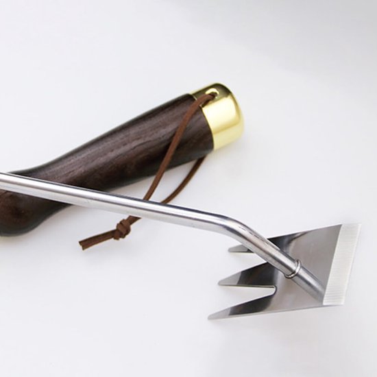 Handmatige Tuinwieder - Onkruidverwijderaar Hark - Onkruid Verwijderen - Ergonomische Houtgreep - 30.5 cm - Niet gespecificeerd — afbeelding 2